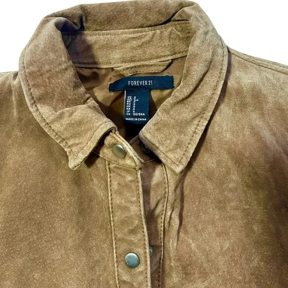 Forever 21 Tan Pigskin Leather Snap Button Jacket Size S - Picture 2 of 4